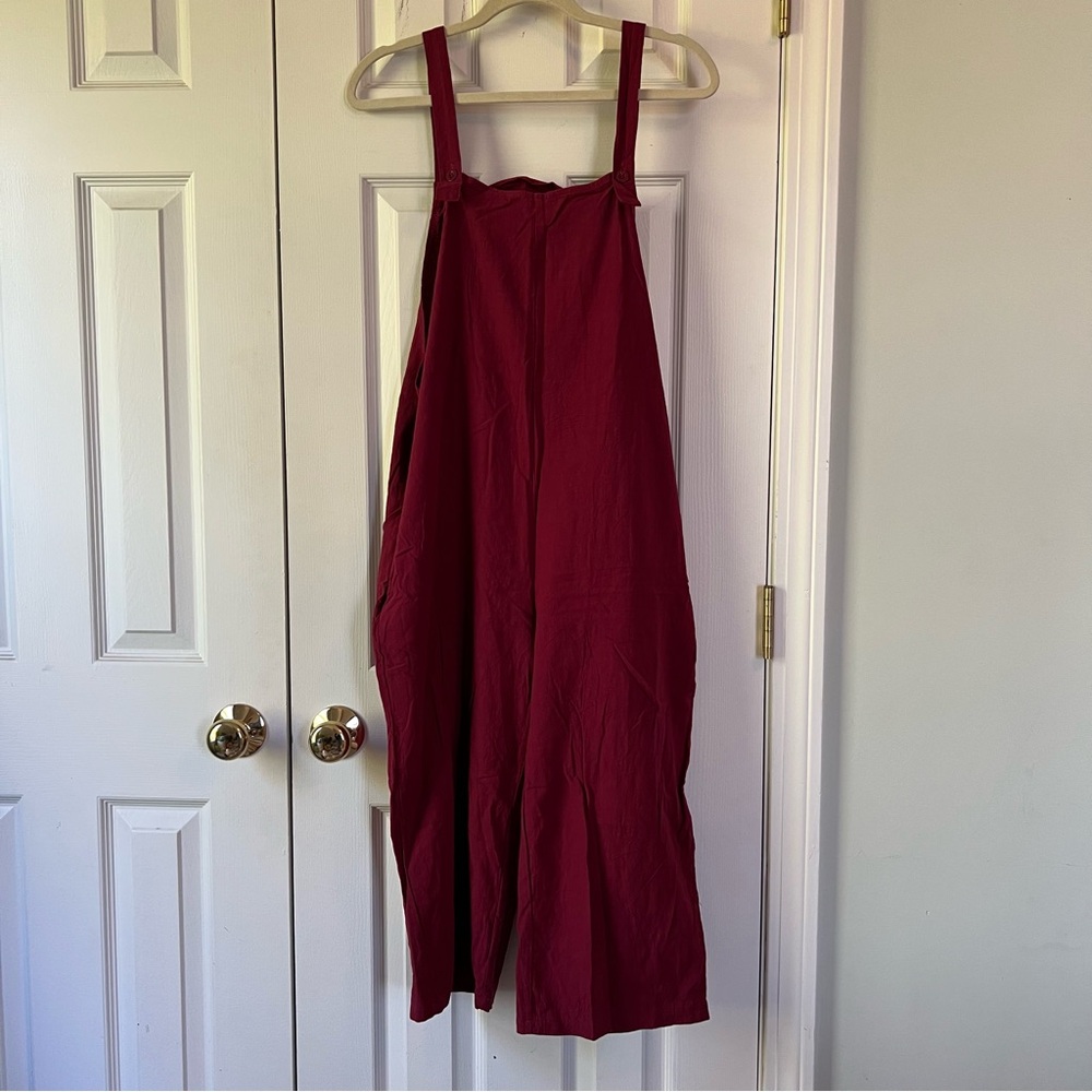 Cotton Burgundy Cropped Overalls